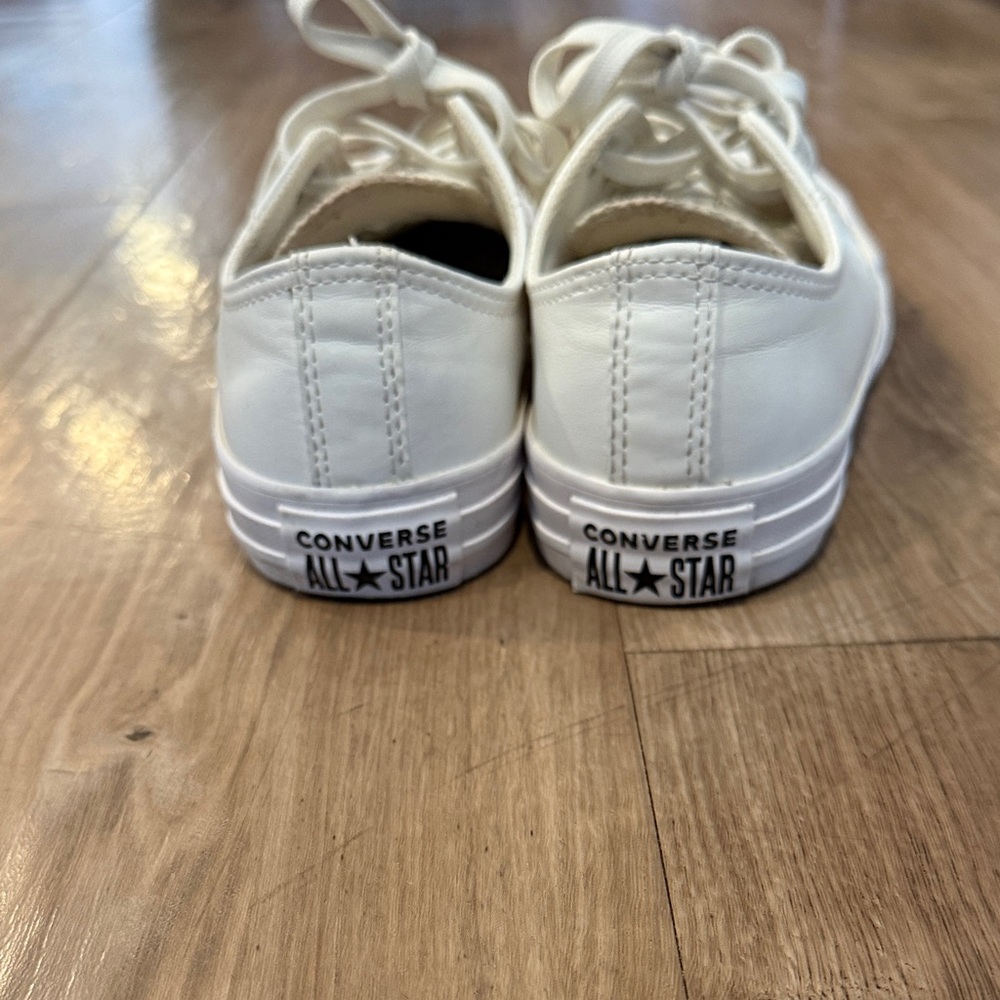 White Leather Low-Top Converse - Picture 7 of 12